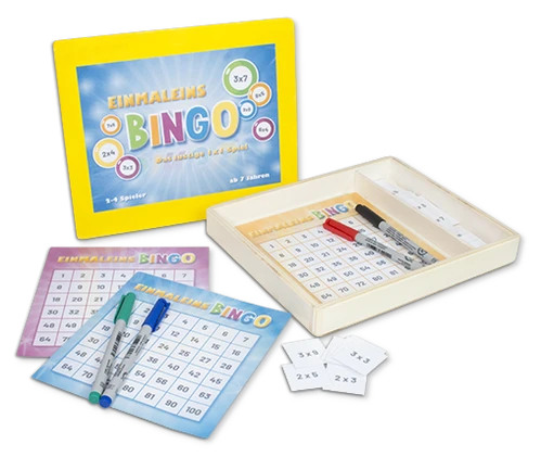Bingo mit 4 Spielplänen und Stiften